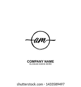AM Initial handwriting logo template vector