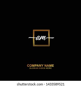 AM Initial handwriting logo template vector