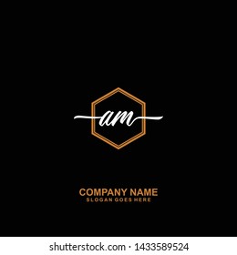 AM Initial handwriting logo template vector