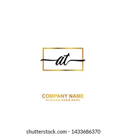 AT Initial handwriting logo template vector
