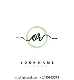 Initial OR handwriting logo template vector