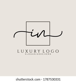 IN Initial handwriting logo template vector