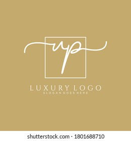 UP Initial handwriting logo template vector