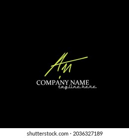 Am initial handwriting logo template vector