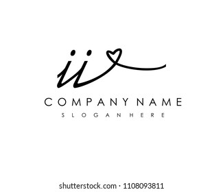 I I Initial handwriting logo vector