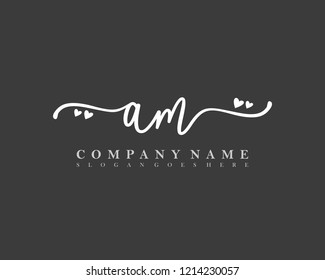 AM Initial handwriting logo vector