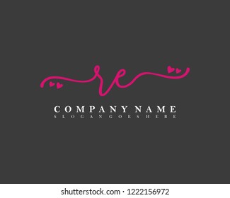 RE Initial handwriting logo vector