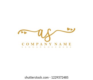 AS Initial handwriting logo vector