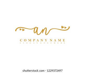 AN Initial handwriting logo vector