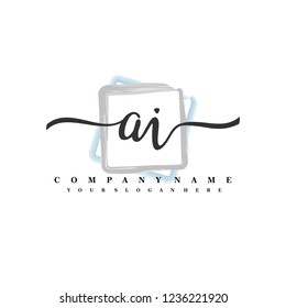 A I Initial handwriting logo vector