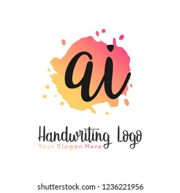A I Initial handwriting logo vector