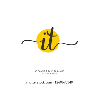 IT Initial handwriting logo vector 