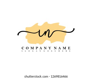 IN Initial handwriting logo vector