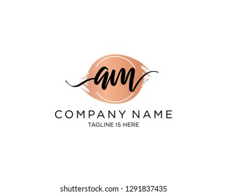 AM initial handwriting logo vector