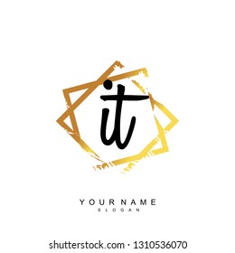 Initial IT handwriting logo vector