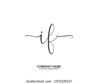 IF Initial Handwriting Logo Vector