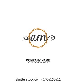 AM Initial handwriting logo vector