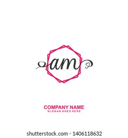 AM Initial handwriting logo vector