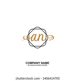 AN Initial handwriting logo vector