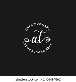 AT Initial handwriting logo vector