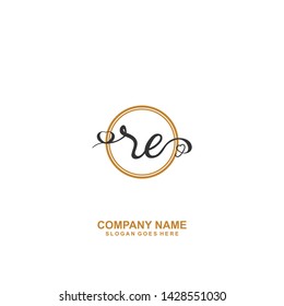 RE Initial handwriting logo vector