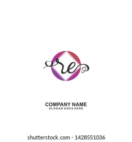 RE Initial handwriting logo vector