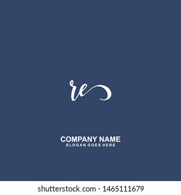 RE Initial handwriting logo vector