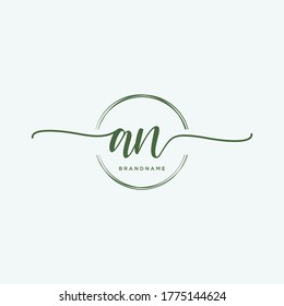 AN Initial handwriting logo vector