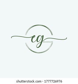 EG Initial handwriting logo vector
