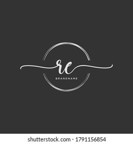 RE Initial Handwriting Logo Vector