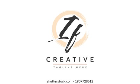 IF Initial handwriting logo vector