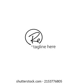 Re initial handwriting logo vector