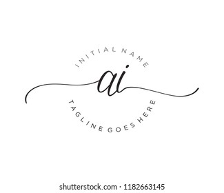 A I Initial handwriting logo vector. Hand lettering for designs