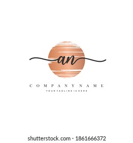 AN Initial handwriting logo vector. Hand lettering With Sunrise for designs.