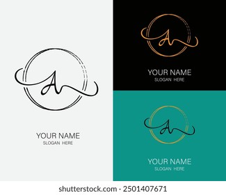 Una Plantilla inicial de escritura a mano y diseño de logotipos