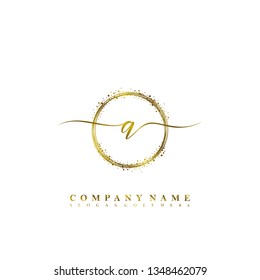 Initial A handwriting with sparkling circle template vector
