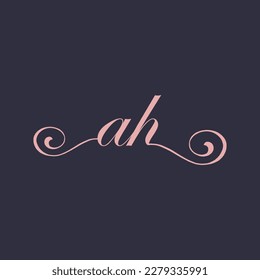  Logotipo de letras AH A H manuscritas iniciales con un diseño minimalista.