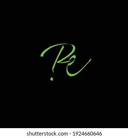 RE caligrafía manuscrita inicial, para monograma y logotipo