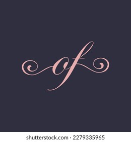  Initial Handwritten OF O F Letters Logo with a minimalist design.