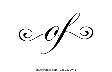  Initial Handwritten OF O F Letters Logo with a minimalist design.