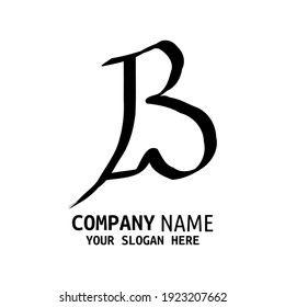 Initial handwritten style minimalist logo with mountains concept. Vector