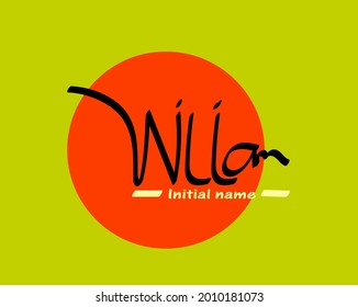 Initial handwritten William Name initial design, handwritten logo for identity. William beauty monogram and elegant logo design, initial signature handwritten logo, wedding, fashion