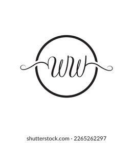   Logo manuscrito inicial WW W W Letters con un diseño minimalista.