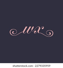  Logotipo de las letras WX W X manuscritas iniciales con un diseño minimalista.