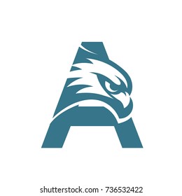 Initial A Hawk Face Aqua Color  