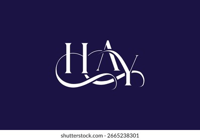 Diseño inicial del logotipo de la letra HAY. Diseño elegante del logotipo del monograma con los Elementos decorativos y la tipografía