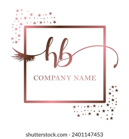 HB inicial caligrafía de la empresa de escritura a mano de ojos y pestañas