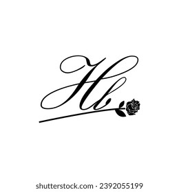 Initial HB handwriting flower typography ornament modern