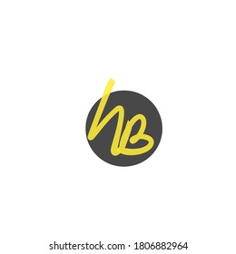 Initial hB handwriting logo template vector