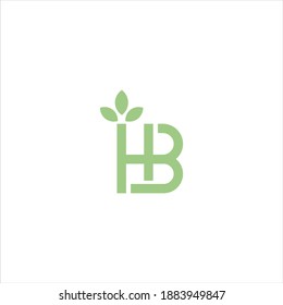 Initial HB Letter Logo Design Vector with Life Green Leaf Illustration